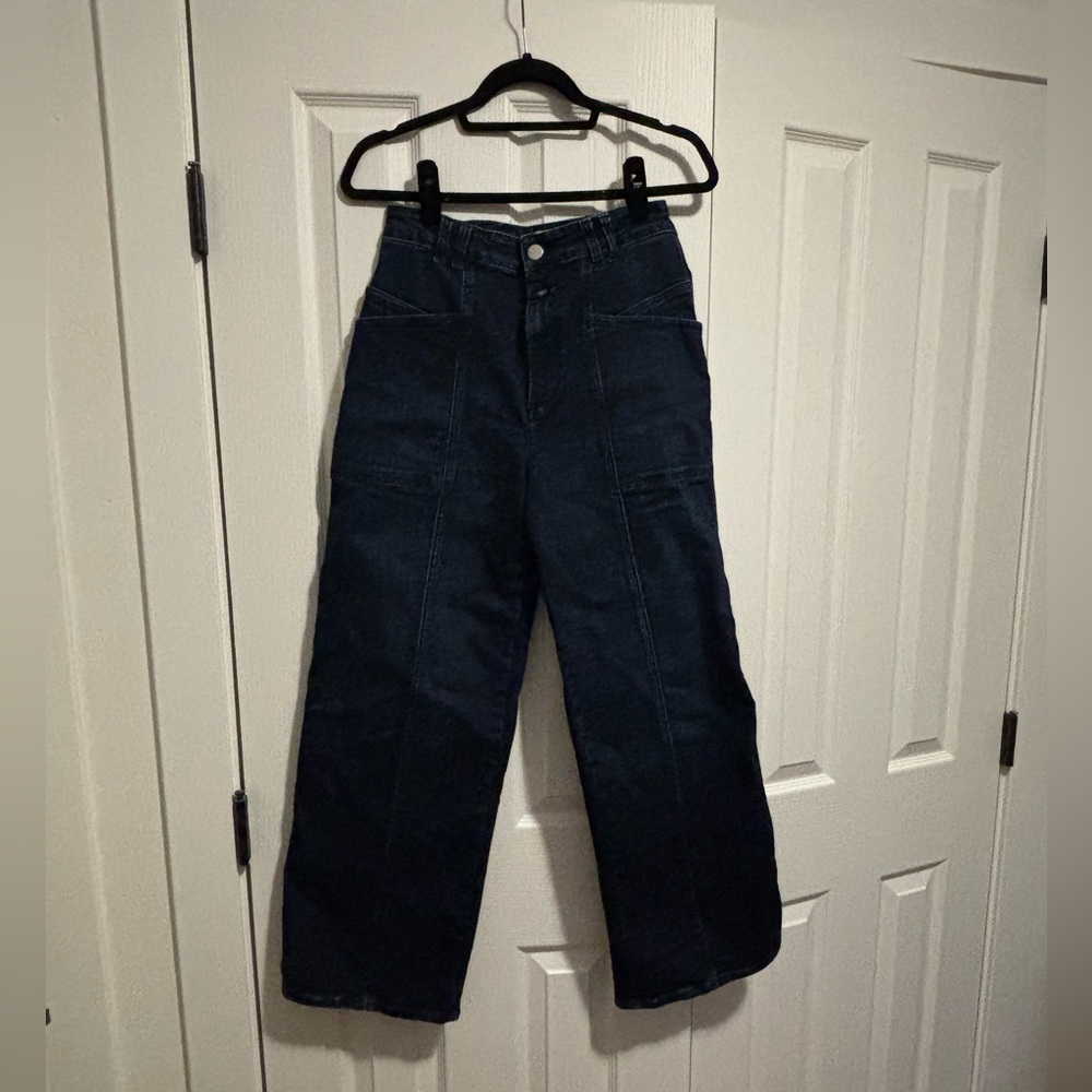 Wide Leg Dark Wash Denim Pants